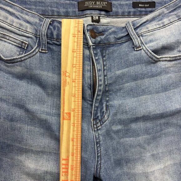 Judy Blue Bootcut Jeans Destroyed Plaid Light Wash Women’s Size 16W - Picture 9 of 12